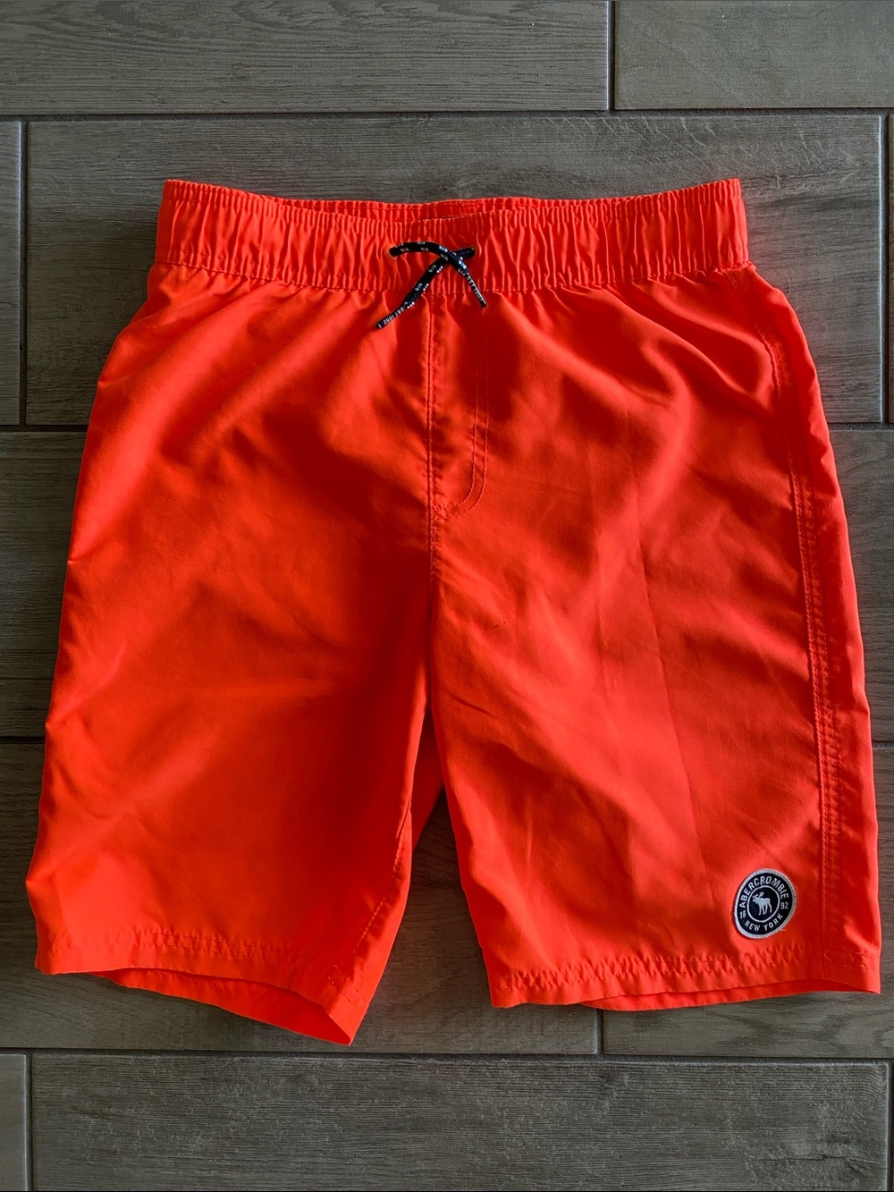 Abercrombie Kids Boys Color Changing Swim Trucks - Neon Orange w/Moose Graphic